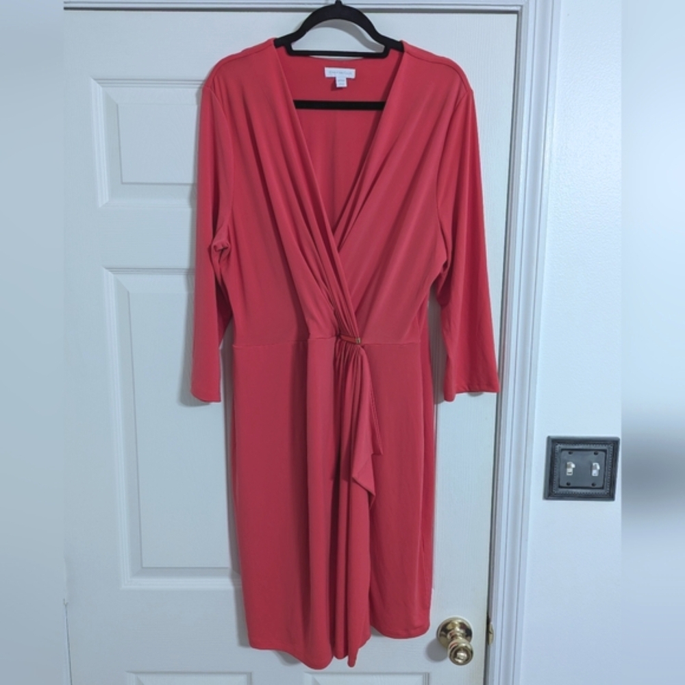 Charter Club Coral dress deep v neck gathered waist size XXL